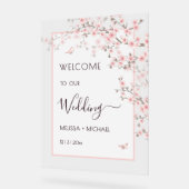 桜の花嫁入場透明ウェディングサイン アクリルサイン (傾斜)