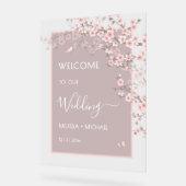 桜の花嫁衣裳 ピンクの桜 ウェディング 透明 アクリルサイン (傾斜)