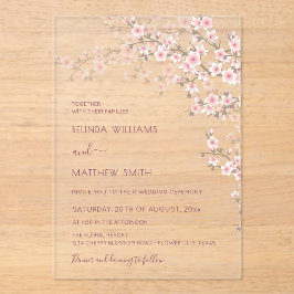 桜の花嫁衣裳 ピンク アクリル招待状