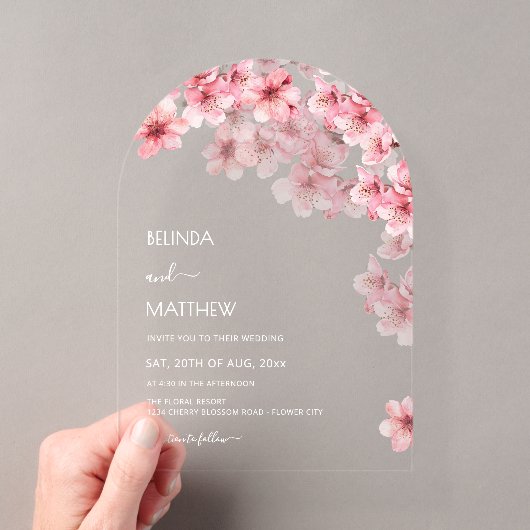  桜の花嫁透明 アクリル招待状 (インサイチュ (ポータブル))