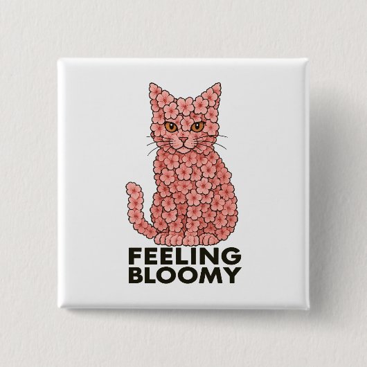 桜の花感じネコの膨張 缶バッジ (正面)