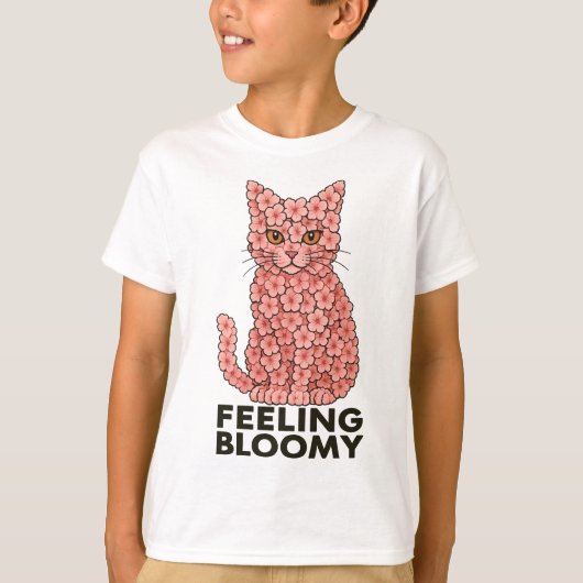 桜の花感じネコの膨張 Tシャツ (正面)