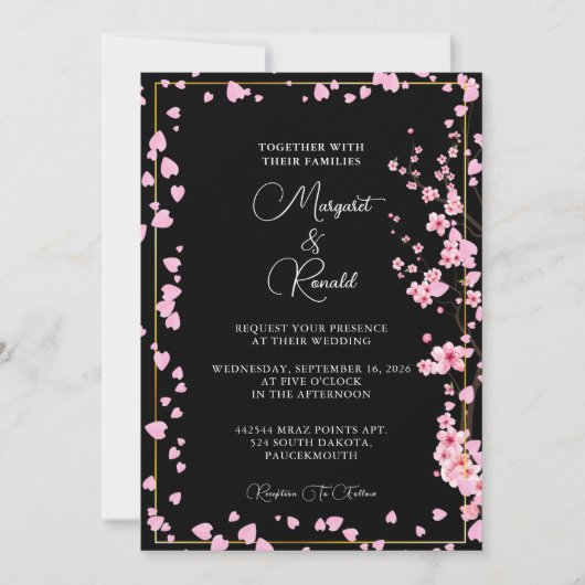 桜の花束 水彩 招待状 (正面)