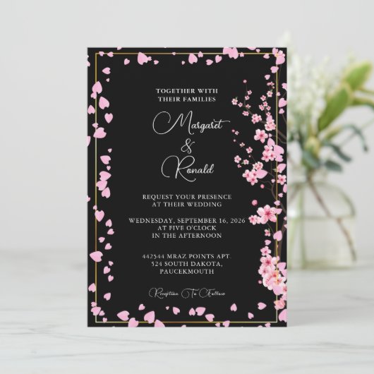 桜の花束 水彩 招待状 (スタンド正面)