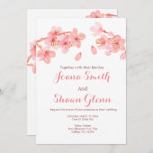 桜の花柄の結婚式招待状 招待状 (正面/裏面)