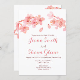 桜の花柄の結婚式招待状 招待状