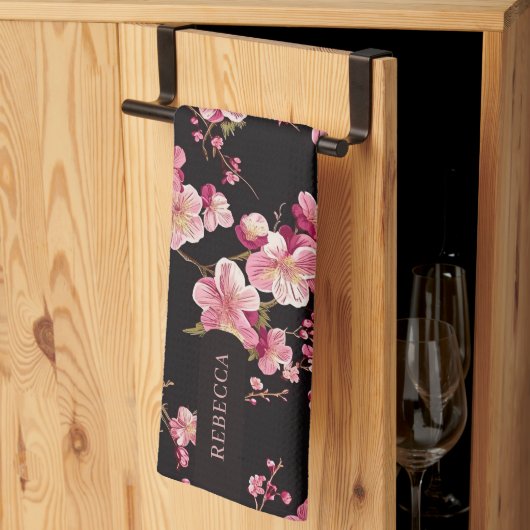 桜の花柄 キッチンタオル (三つ折り)