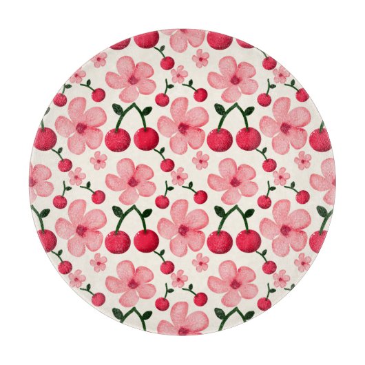 桜の花柄 ピンクの花 カッティングボード (正面)