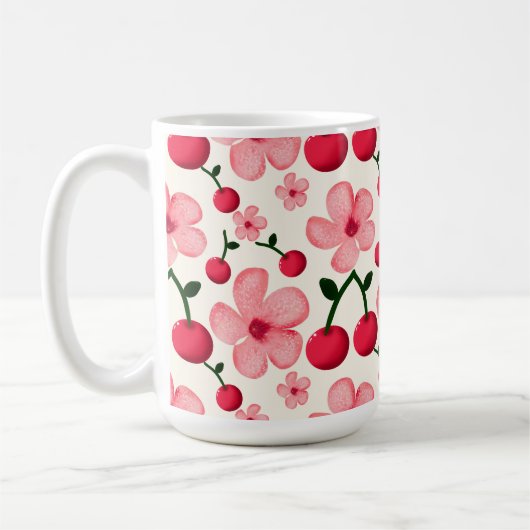 桜の花柄 ピンクの花 コーヒーマグカップ (左)