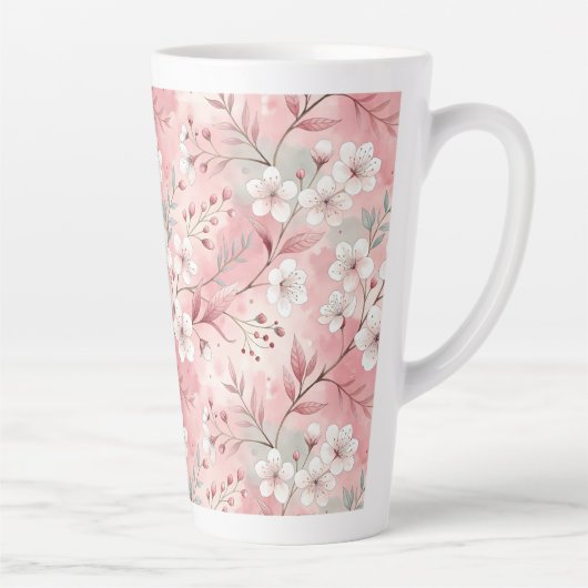 桜の花柄 ピンク カフェラテマグ (右)