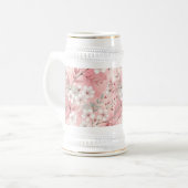 桜の花柄 ピンク ビールジョッキ (正面左)