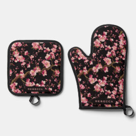 桜の花柄 鍋つかみ&鍋敷きセット