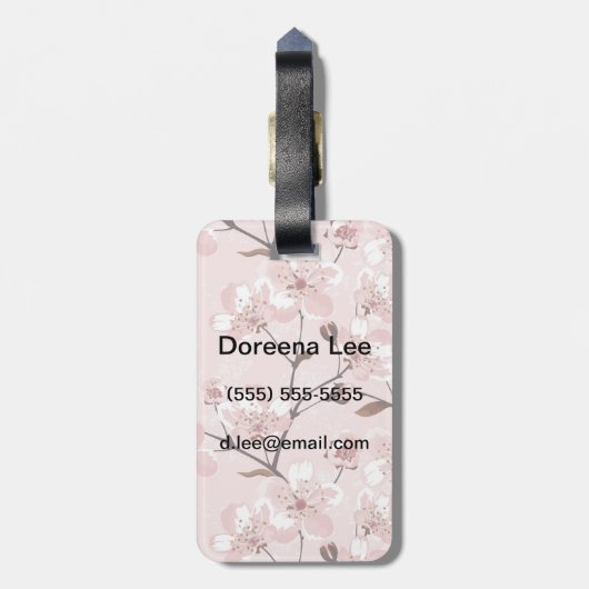 桜の花模様 ラゲッジタグ (裏面縦)