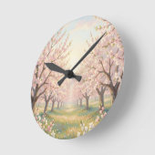 桜の花畑 春の風景 ラウンド壁時計 (傾斜)