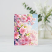 桜の花 ウォーターカラー フローラル ネイチャー ポストカード (スタンド正面)