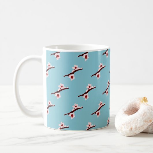 桜の花、サクラ、ピンクの花柄 コーヒーマグカップ (ドーナツ)