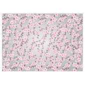桜の花 ピンク グレー アジア フラワーパターン テーブルクロス (正面(横))