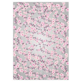 桜の花 ピンク グレー アジア フラワーパターン テーブルクロス (正面)