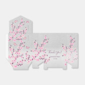 桜の花 ピンク シルバー グリッター オーダーメイド ウェディング フェイバーボックス (折り畳みなし)
