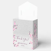 桜の花 ピンク シルバー グリッター オーダーメイド ウェディング フェイバーボックス (オープン)