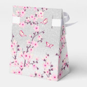 桜の花 ピンク シルバー グリッター オーダーメイド ウェディング フェイバーボックス (裏面サイド)