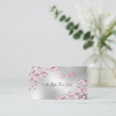 桜の花 ピンク シルバー 名刺 (スタンド正面)