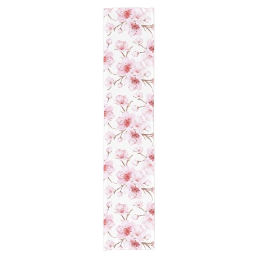 桜の花 ピンク 白 ショートテーブルランナー (正面)