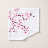 桜の花 ピンク 白 バスタオルセット (ウォッシュタオル)