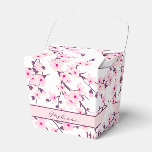 桜の花  ピンク 白 フラワー 名前入り フェイバーボックス (正面サイド)