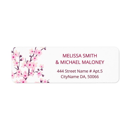桜の花  ピンク 白 |  結婚式 ラベル (正面)