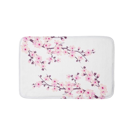 桜の花 ピンク 白 花 バスマット (正面)