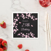 桜の花 ピンク 黒 オーダーメイド スタンダードカクテルナプキン (インサイチュ)