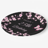桜の花 ピンク 黒 オーダーメイド ペーパープレート (アングル)