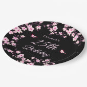 桜の花 ピンク 黒 オーダーメイド ペーパープレート (アングル)