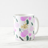 桜の花 フローラル グリーナリー 黄色 ピンク 模様 コーヒーマグカップ (正面右)
