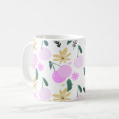 桜の花 フローラル グリーナリー 黄色 ピンク 模様 コーヒーマグカップ (正面左)