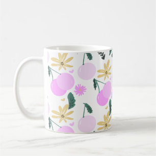桜の花 フローラル グリーナリー 黄色 ピンク 模様 コーヒーマグカップ