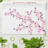 桜の花 フローラル ピンク 白 オーダーメイド キッチンタオル (折り畳み)