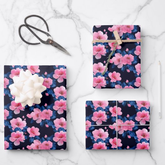 桜の花 フローラル ラッピングペーパーシート (正面)