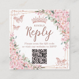 桜の花 ローズゴールドのキンバッカー QRコード エンクロージャーカード