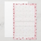 桜の花、文房具 サイズ: 5.5" x 8.5" 便箋 (正面/裏面)