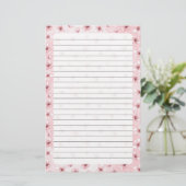 桜の花、文房具 サイズ: 5.5" x 8.5" 便箋 (スタンド正面)