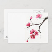 桜の花。春。墨と筆。 ポストカード (正面/裏面)