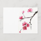 桜の花。春。墨と筆。 ポストカード (正面)