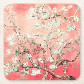 桜の花　桃色 スクエアペーパーコースター (正面)