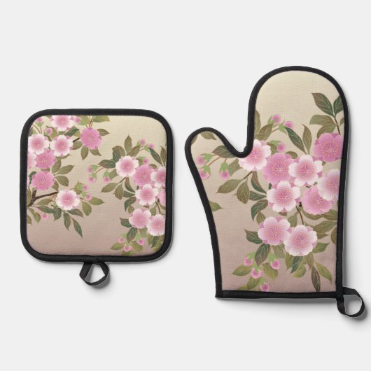 桜の花 鍋つかみ&鍋敷きセット (正面)