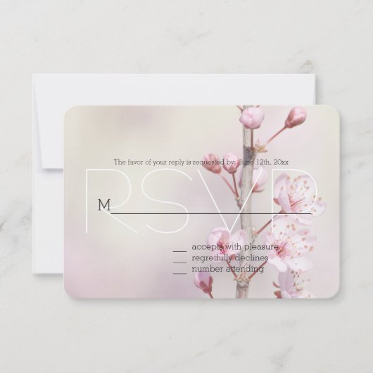 桜の花RSVP 出欠カード (正面)