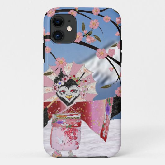 桜の芸者と雪の桜と鳥 Case-Mate iPhoneケース (裏面)