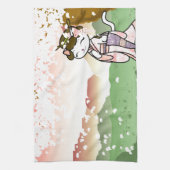 桜の芸者の子猫 キッチンタオル (縦)