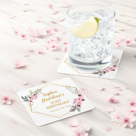 桜の華やか21歳の誕生日コースター スクエアペーパーコースター